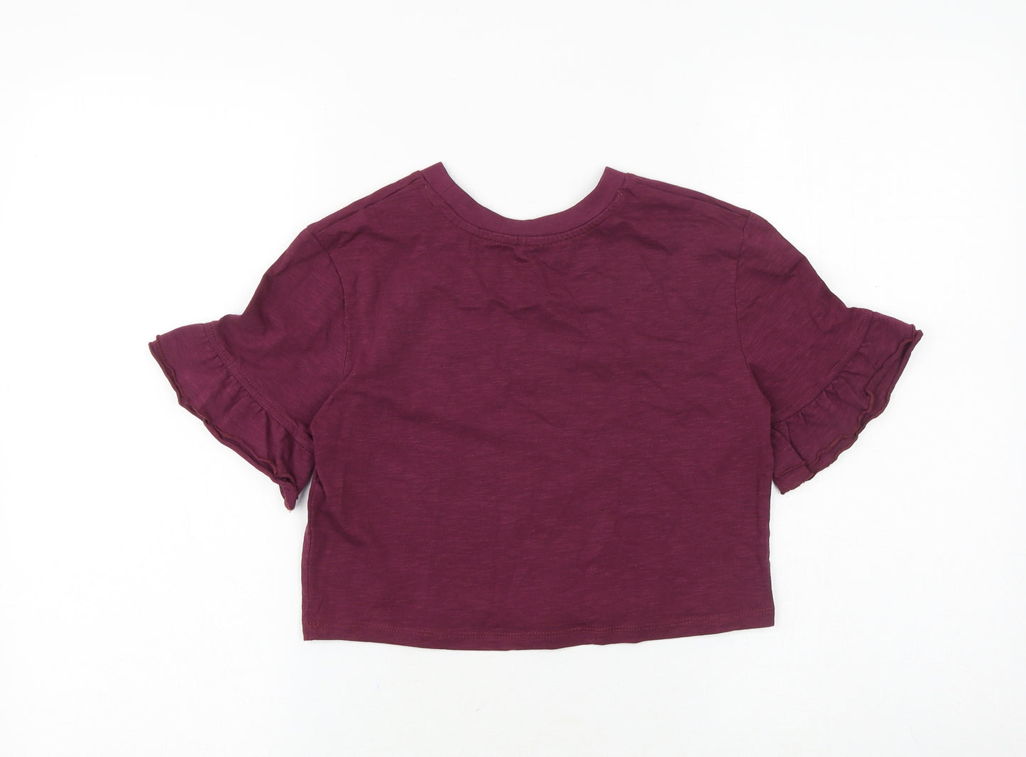 George Girls Purple 100% Cotton Basic T-Shirt Size 8-9 Years Round Neck Pullover