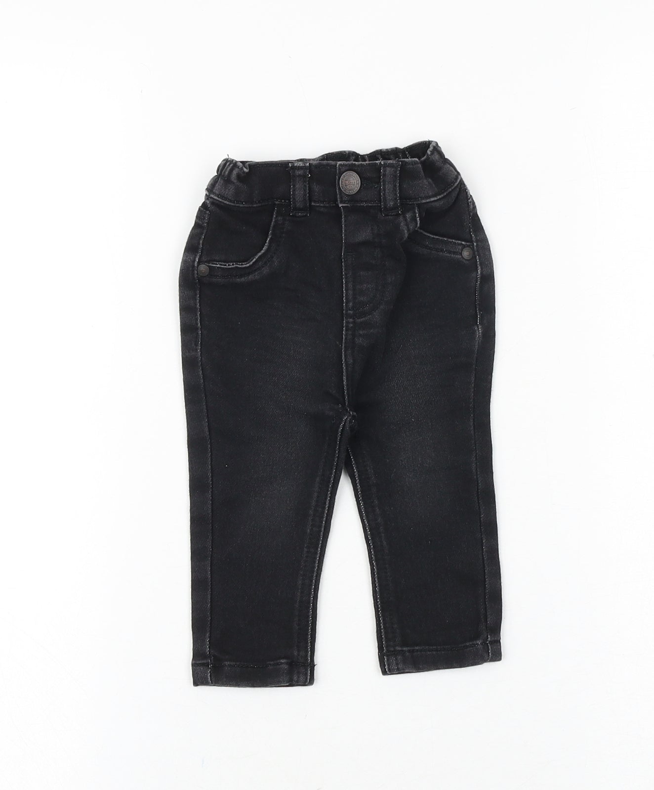 George Baby Black Cotton Capri Jeans Size 3-6 Months Zip