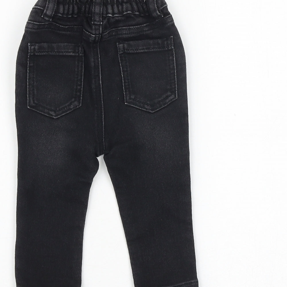 George Baby Black Cotton Capri Jeans Size 3-6 Months Zip