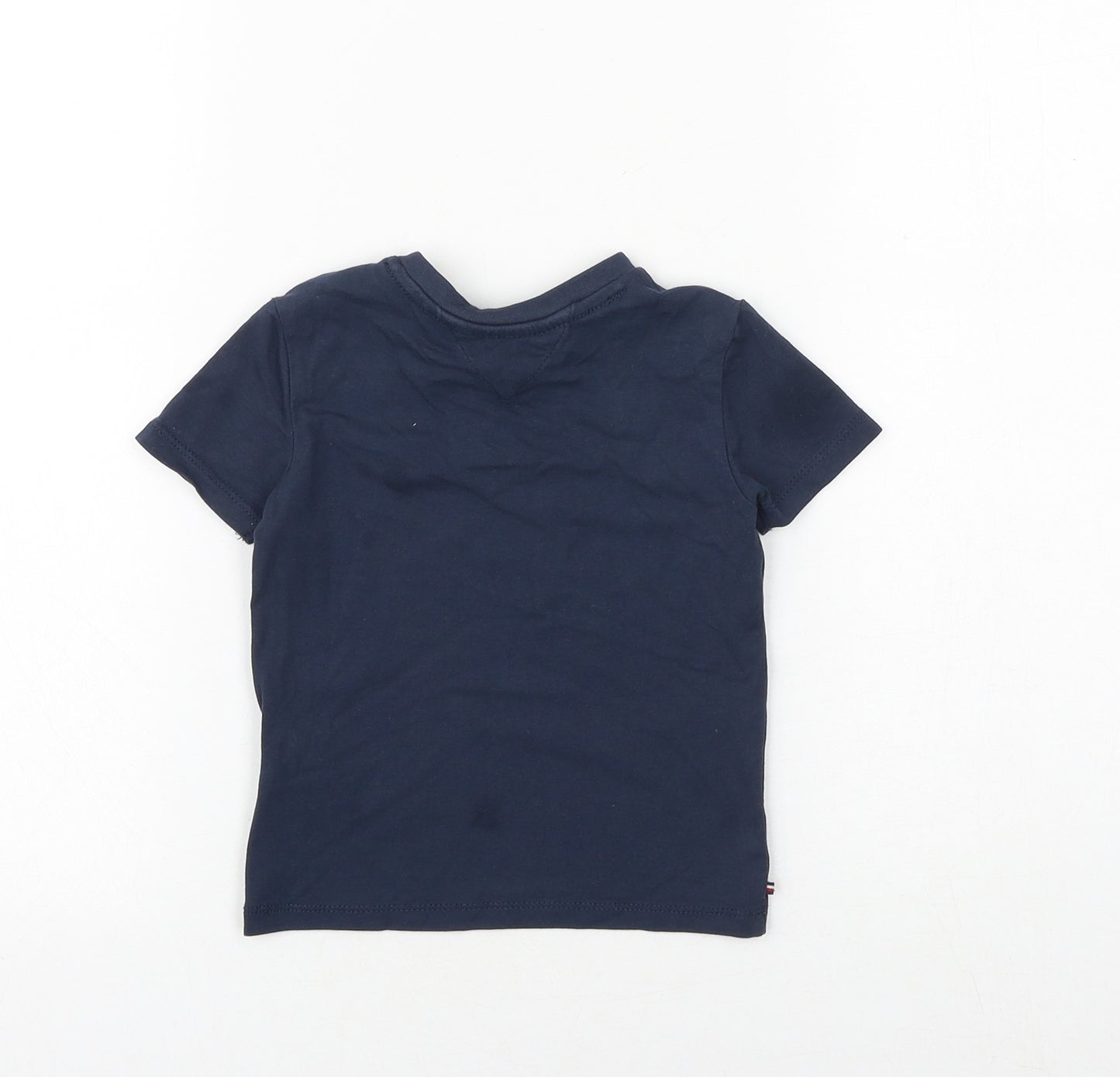 Tommy Hilfiger Baby Blue Cotton Basic T-Shirt Size 12-18 Months Round Neck Snap