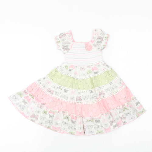 Drama Queen Baby Multicoloured Geometric 100% Cotton A-Line Size 12 Months Square Neck Pullover - Butterfly