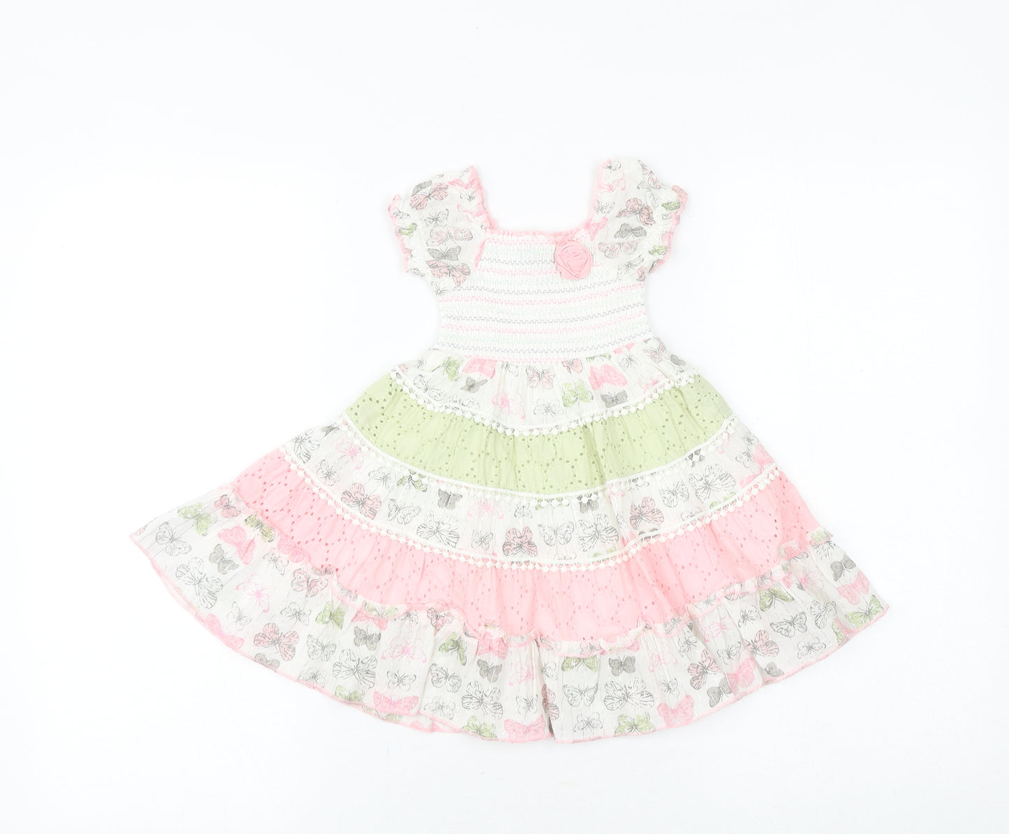 Drama Queen Baby Multicoloured Geometric 100% Cotton A-Line Size 12 Months Square Neck Pullover - Butterfly