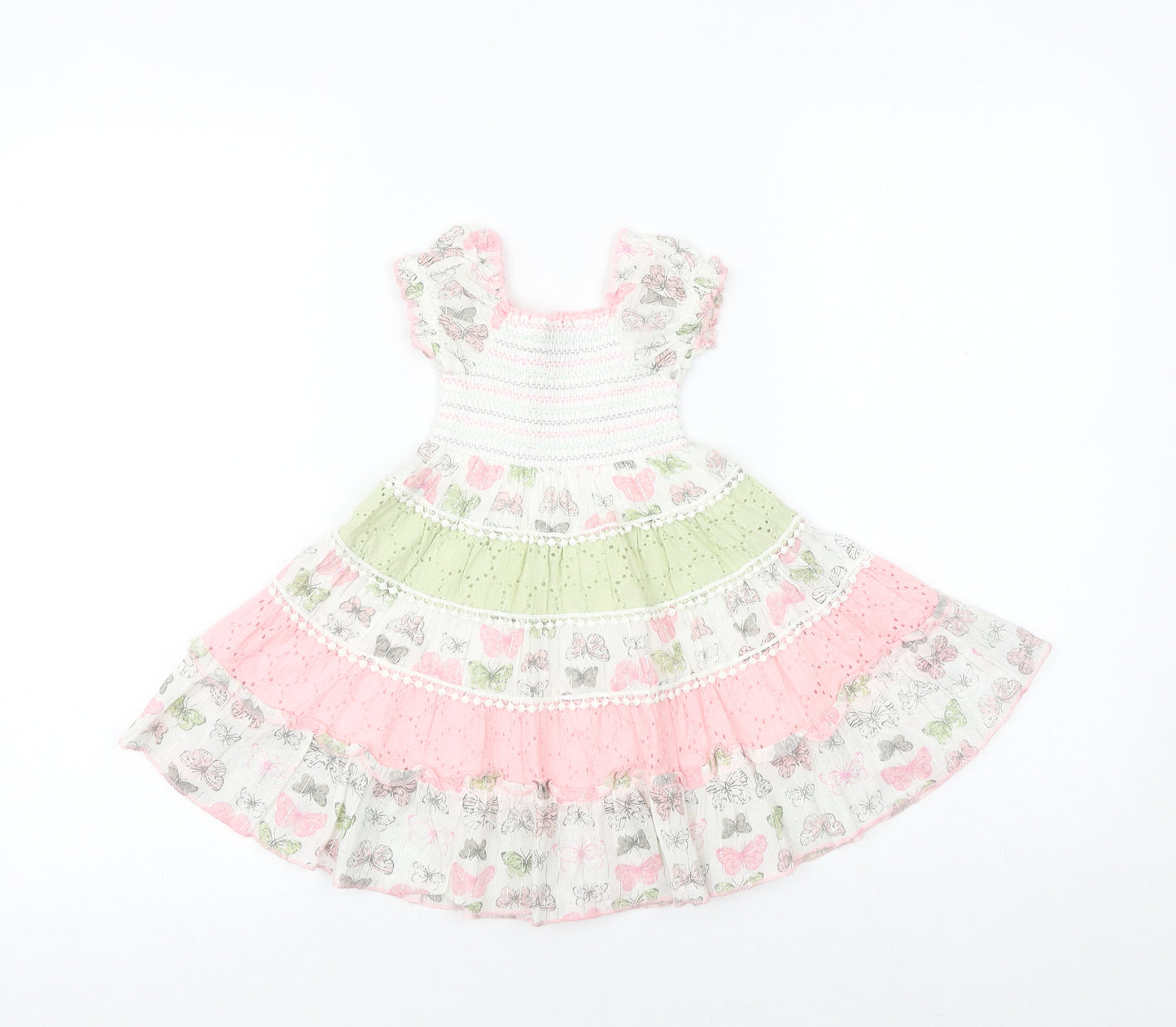 Drama Queen Baby Multicoloured Geometric 100% Cotton A-Line Size 12 Months Square Neck Pullover - Butterfly