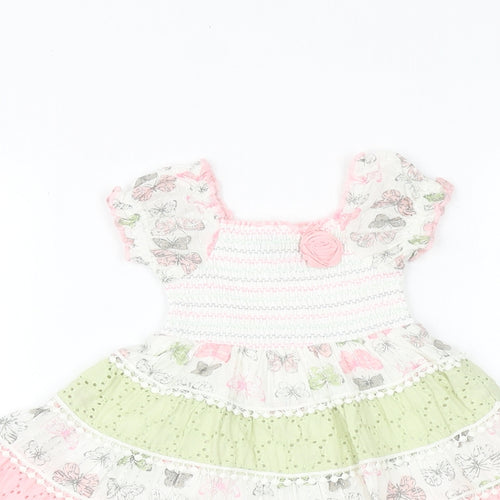 Drama Queen Baby Multicoloured Geometric 100% Cotton A-Line Size 12 Months Square Neck Pullover - Butterfly