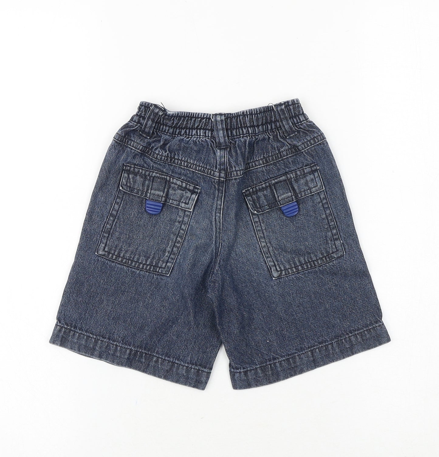 Okids Boys Blue Cotton Bermuda Shorts Size 2 Years Regular Zip