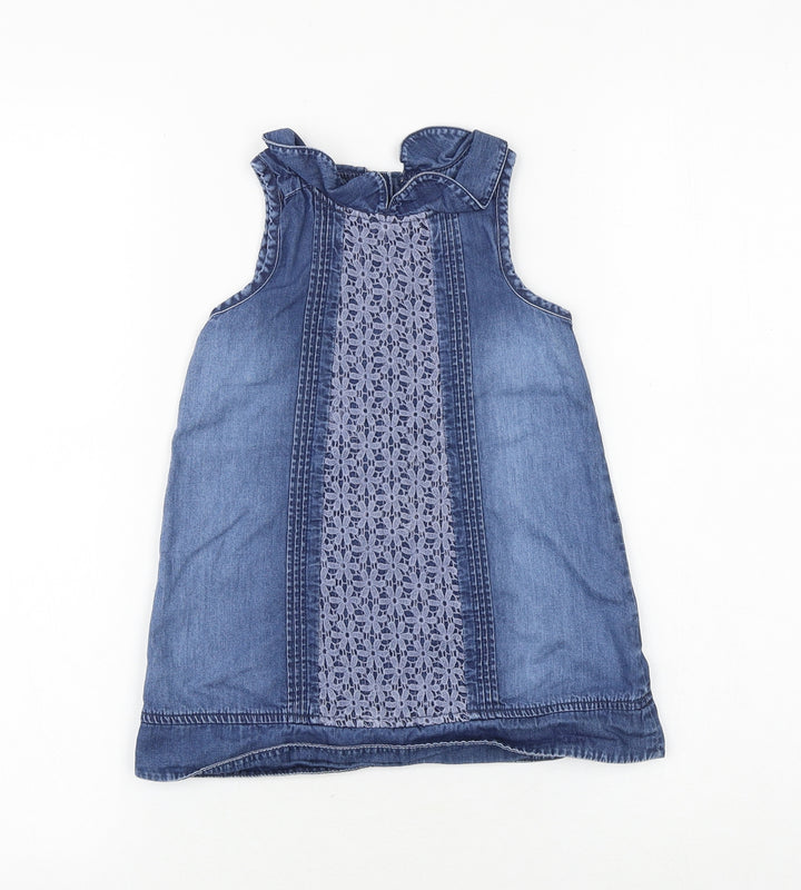 NEXT Baby Blue 100% Cotton A-Line Size 12-18 Months Round Neck Button