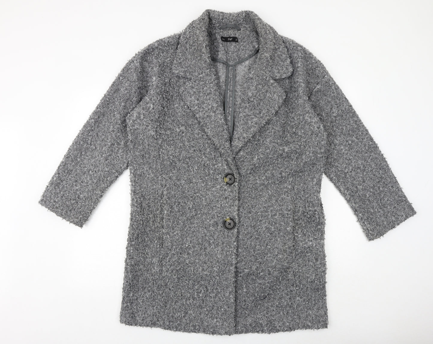 F&F Womens Grey Pea Coat Coat Size 12 Button