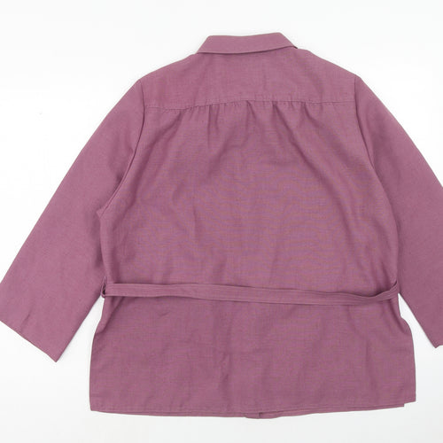 Dereta Womens Purple Polyester Basic Button-Up Size 16 Collared