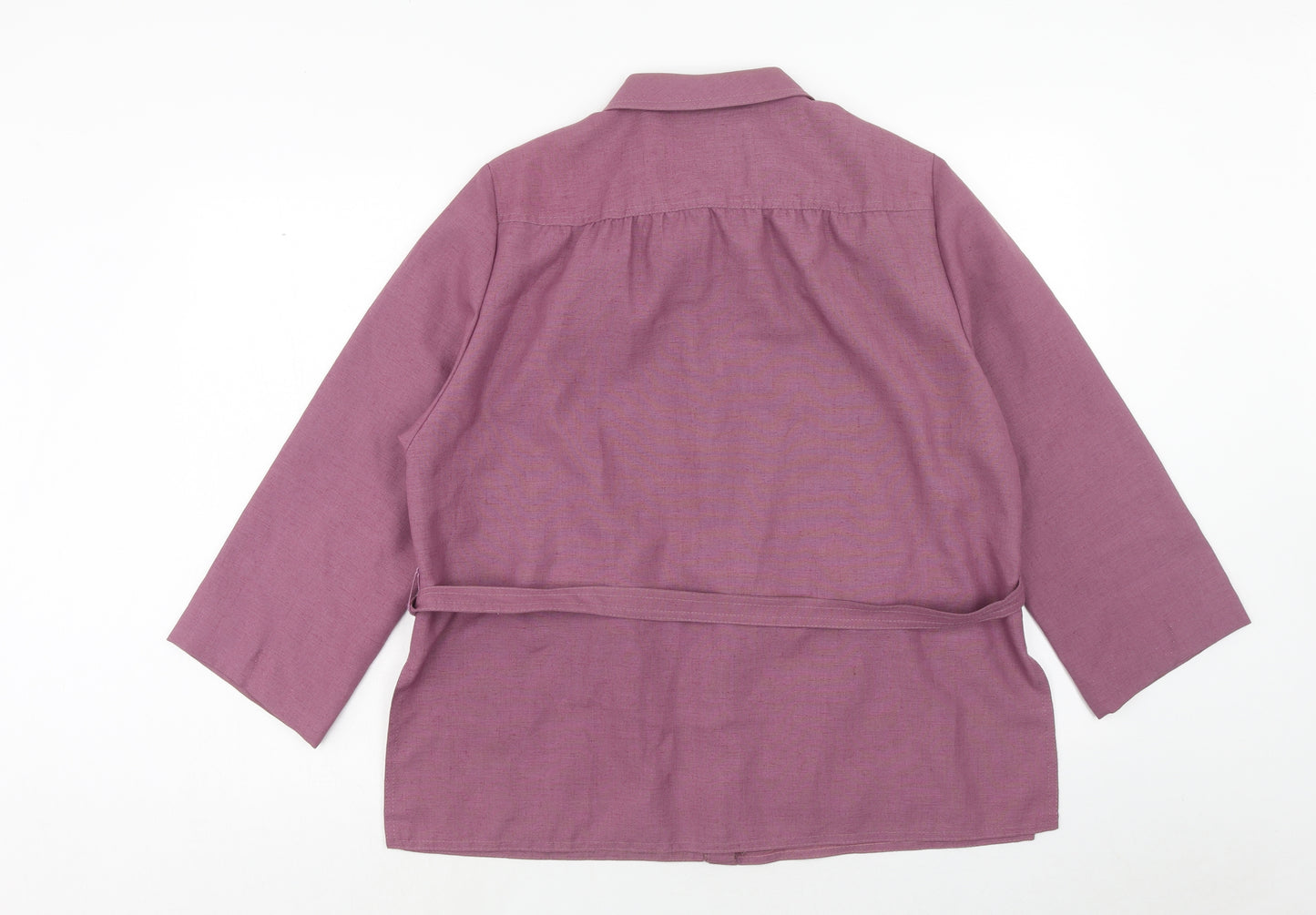 Dereta Womens Purple Polyester Basic Button-Up Size 16 Collared