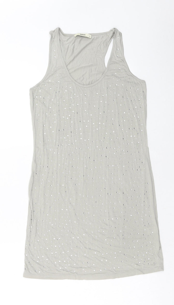 Oasis Womens Green Viscose Basic Tank Size M Round Neck