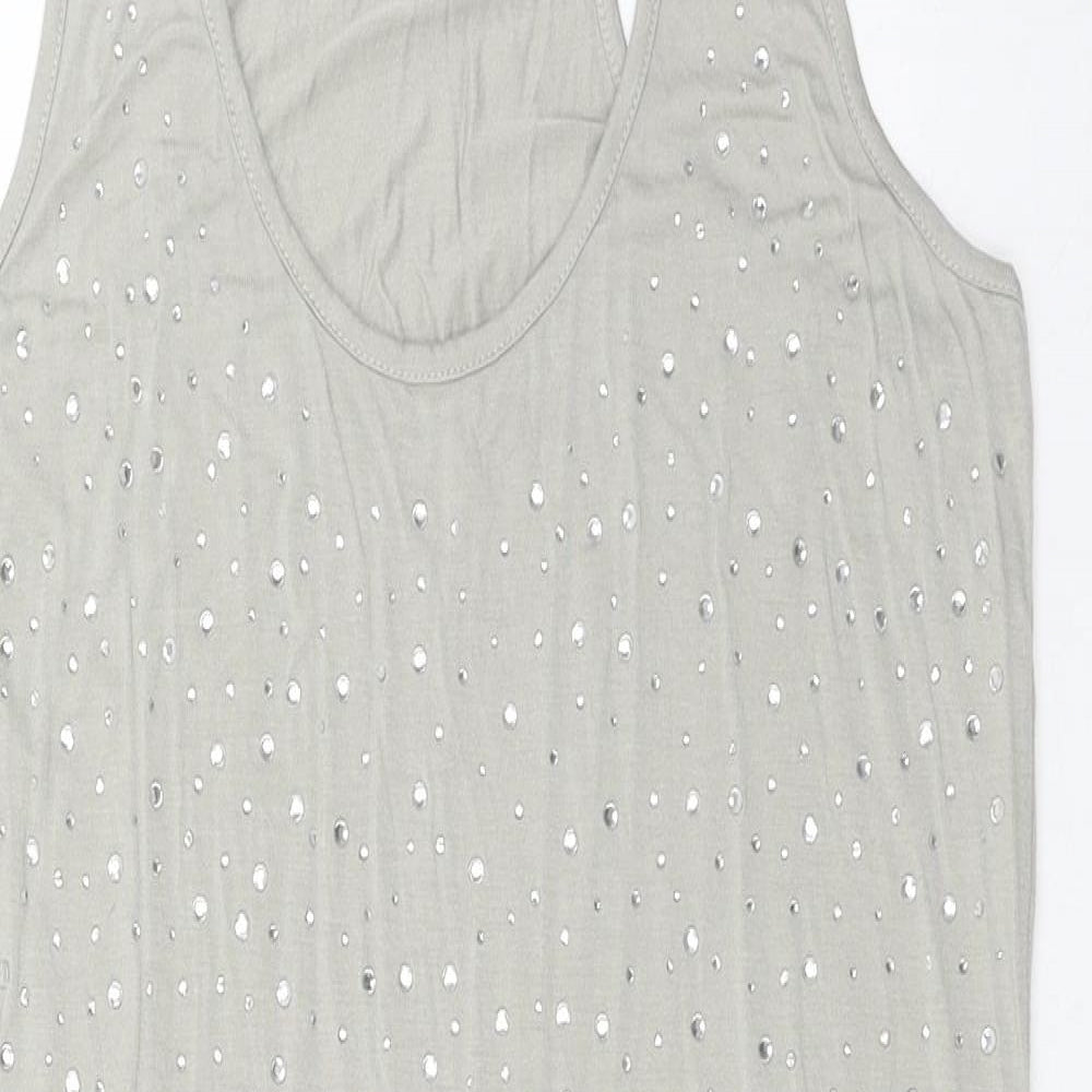 Oasis Womens Green Viscose Basic Tank Size M Round Neck