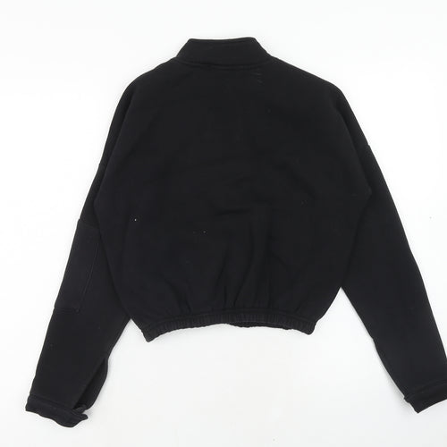 Select Womens Black Cotton Pullover Sweatshirt Size S Zip