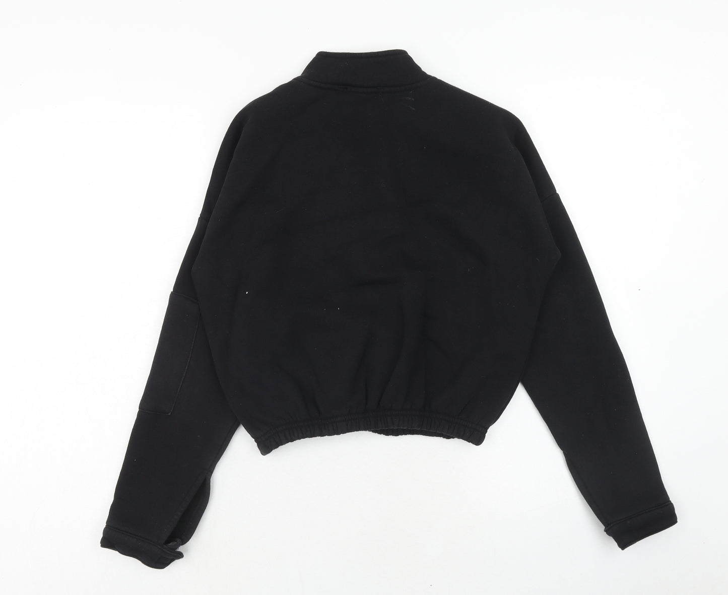 Select Womens Black Cotton Pullover Sweatshirt Size S Zip