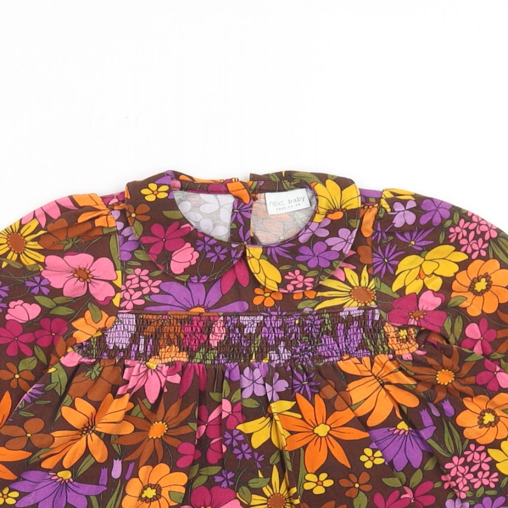NEXT Girls Multicoloured Floral Cotton A-Line Size 3-6 Months Collared Button