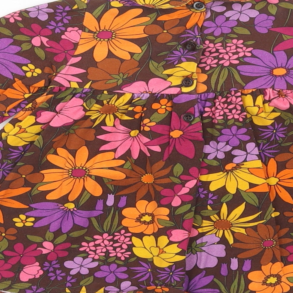 NEXT Girls Multicoloured Floral Cotton A-Line Size 3-6 Months Collared Button