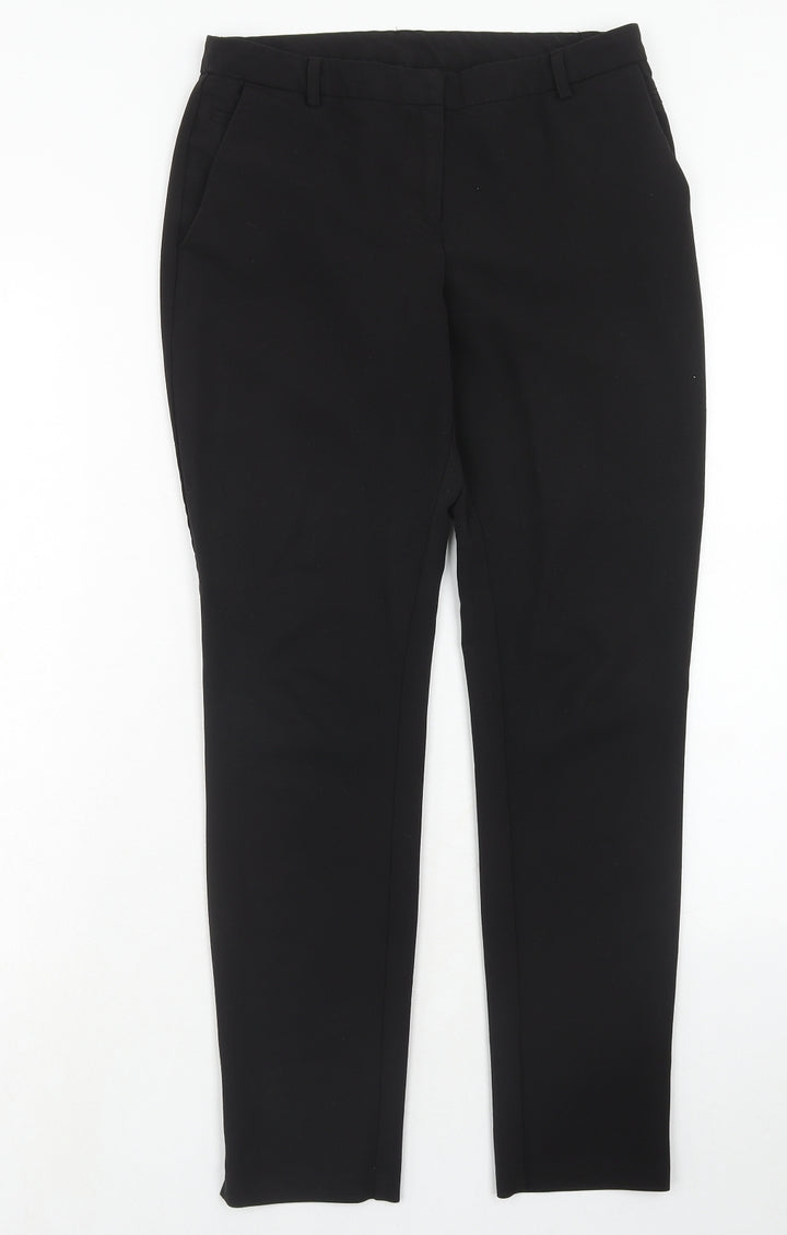 New Look Womens Black Polyester Chino Trousers Size 8 Regular Hook & Eye