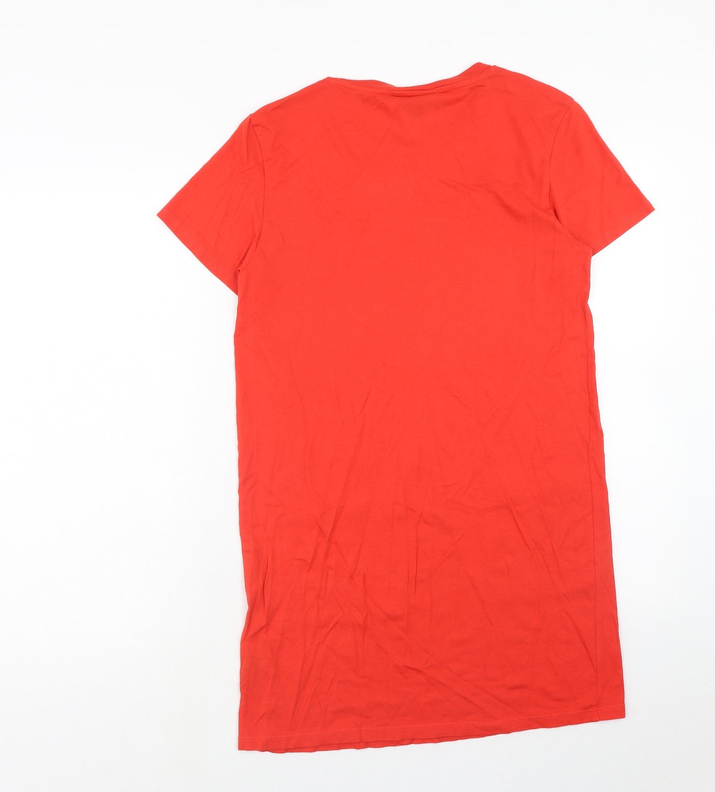 Monki Womens Red Cotton T-Shirt Dress Size XS Round Neck Pullover