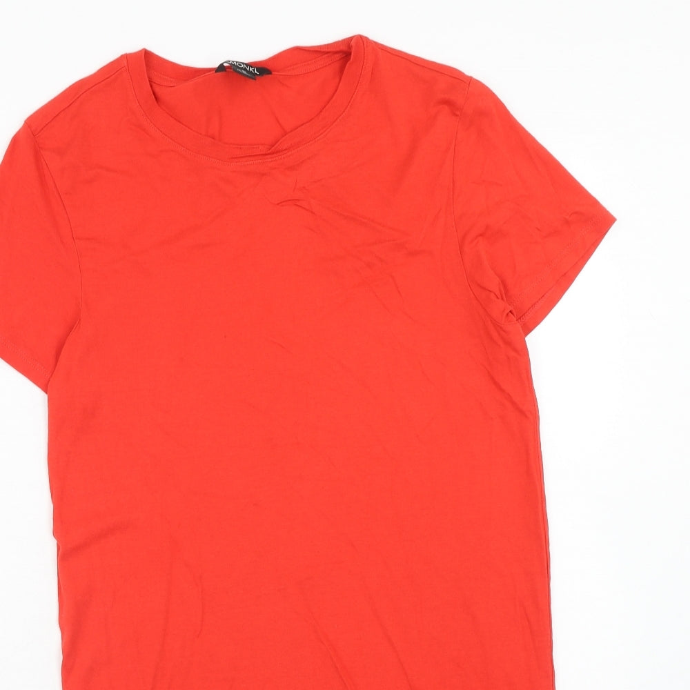 Monki Womens Red Cotton T-Shirt Dress Size XS Round Neck Pullover