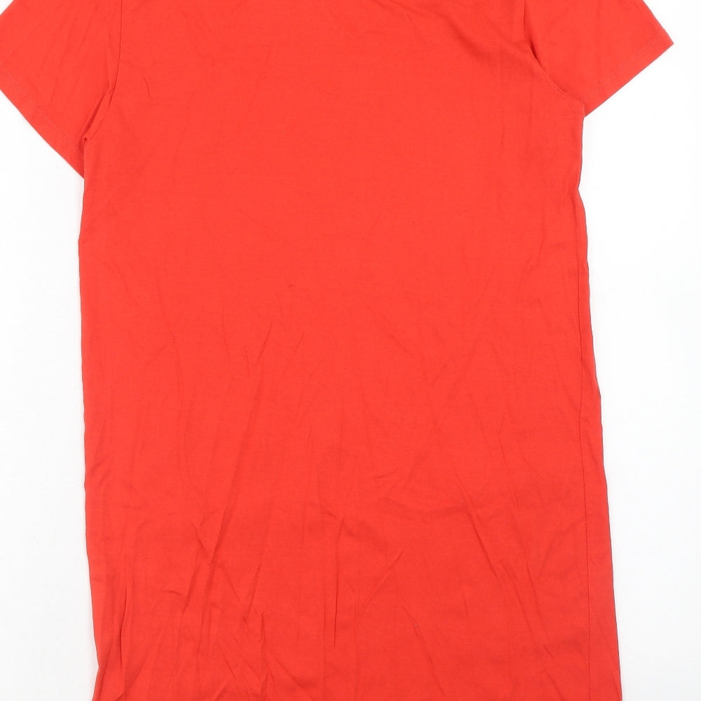 Monki Womens Red Cotton T-Shirt Dress Size XS Round Neck Pullover