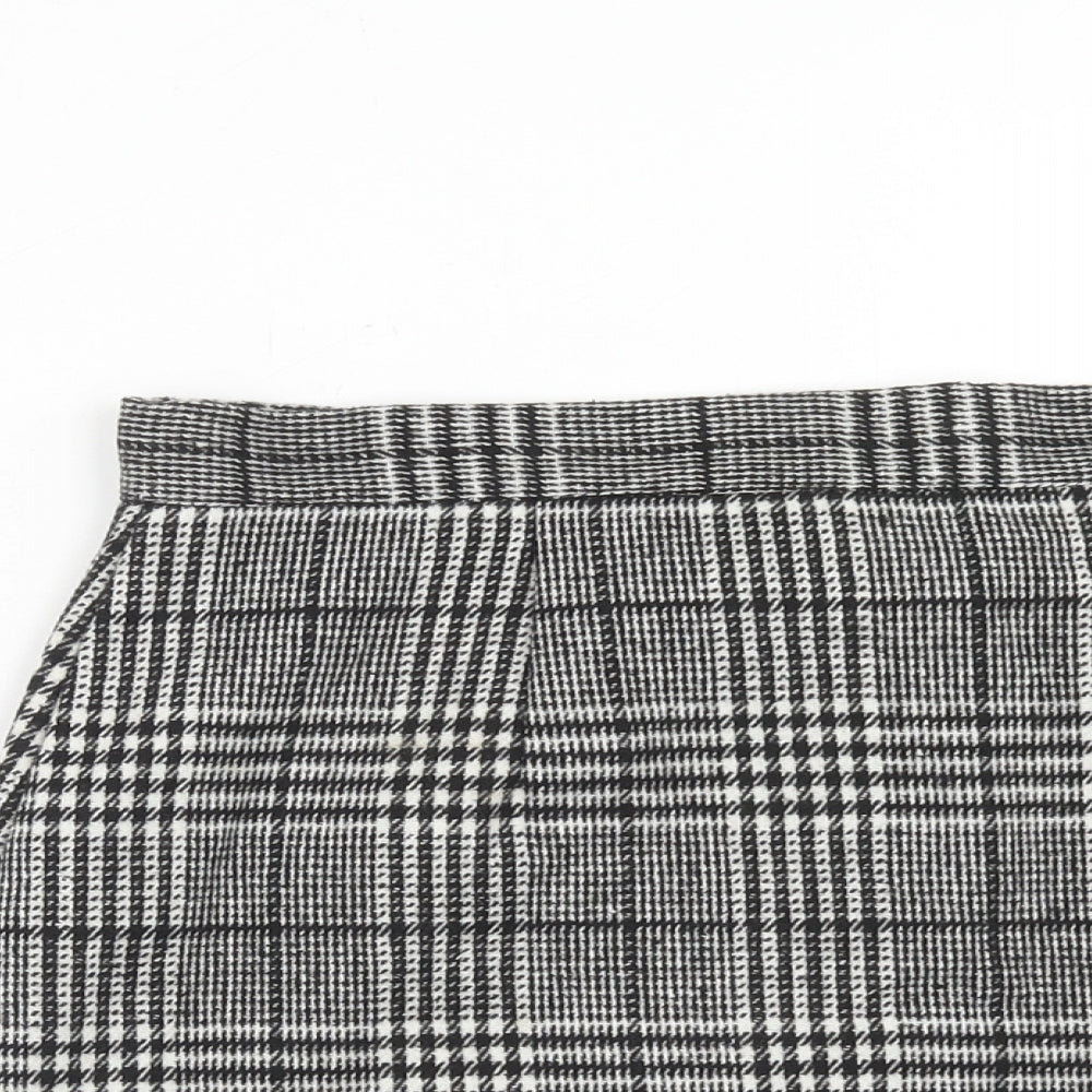 Preworn Womens Black Plaid Polyester Mini Skirt Size M Zip