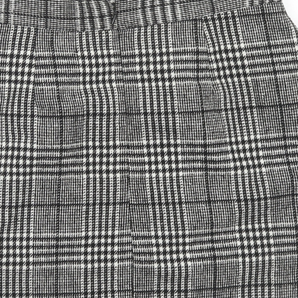 Preworn Womens Black Plaid Polyester Mini Skirt Size M Zip