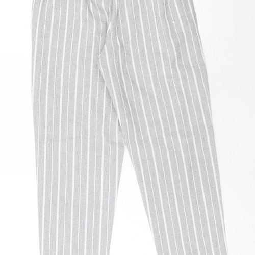 Zaful Womens Grey Striped Polyester Trousers Size 10 Regular