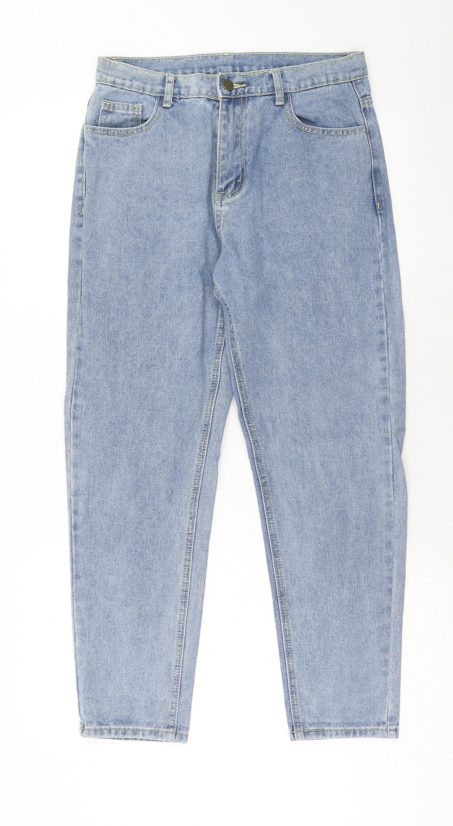 Preworn Womens Blue Cotton Mom Jeans Size 28 in Regular Zip