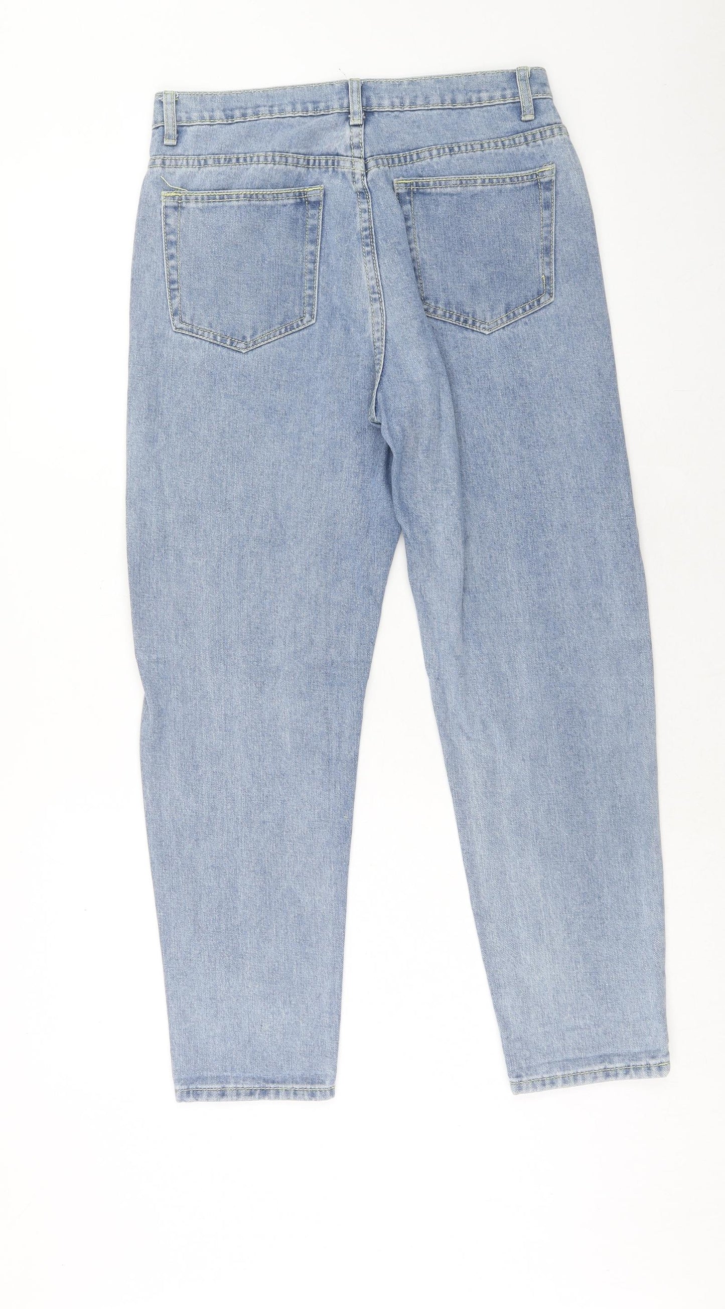 Preworn Womens Blue Cotton Mom Jeans Size 28 in Regular Zip