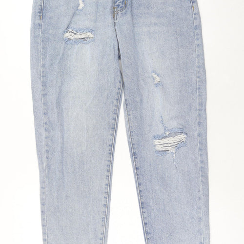 SheIn Womens Blue Cotton Mom Jeans Size M Regular Zip