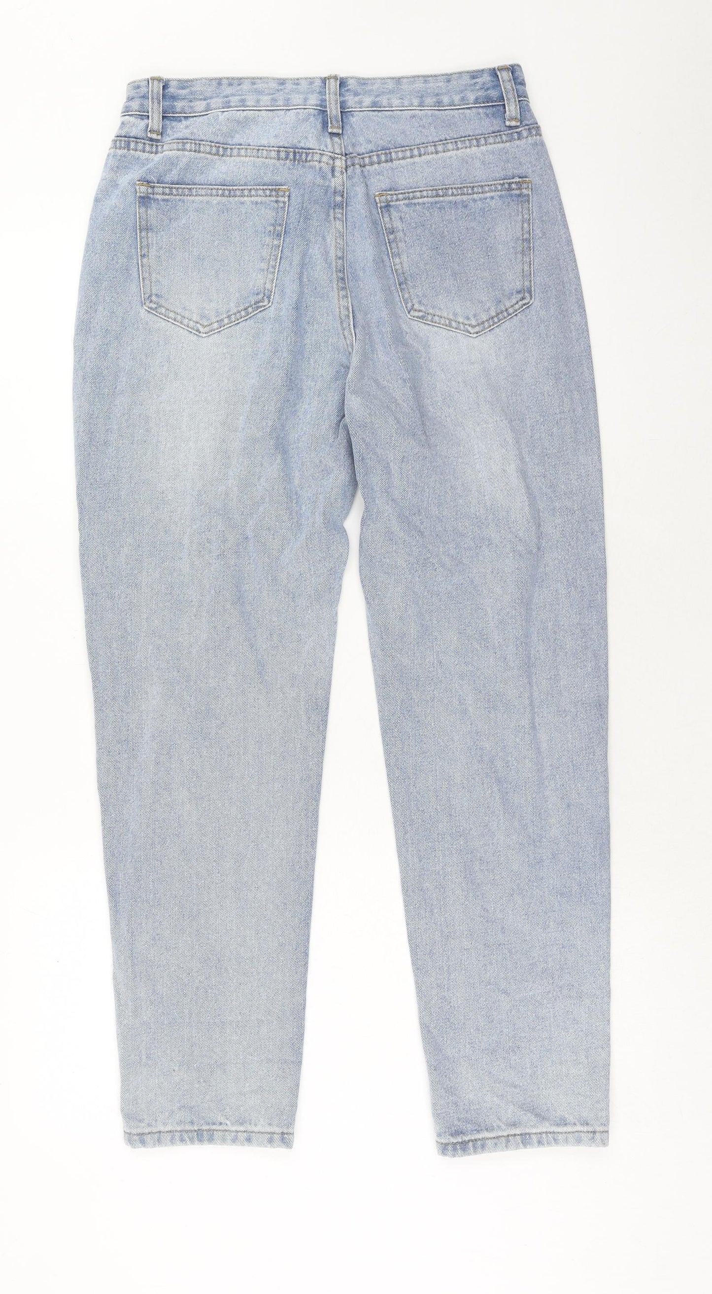 SheIn Womens Blue Cotton Mom Jeans Size M Regular Zip