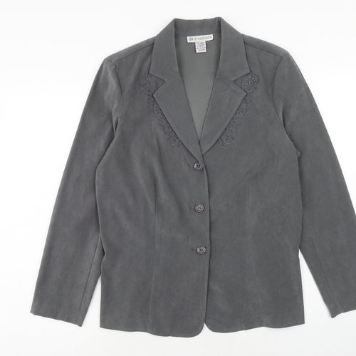 Dressbarn Womens Grey Jacket Blazer Size M Button