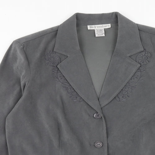Dressbarn Womens Grey Jacket Blazer Size M Button