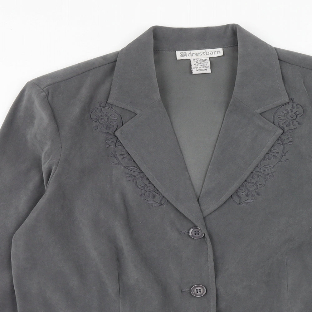 Dressbarn Womens Grey Jacket Blazer Size M Button