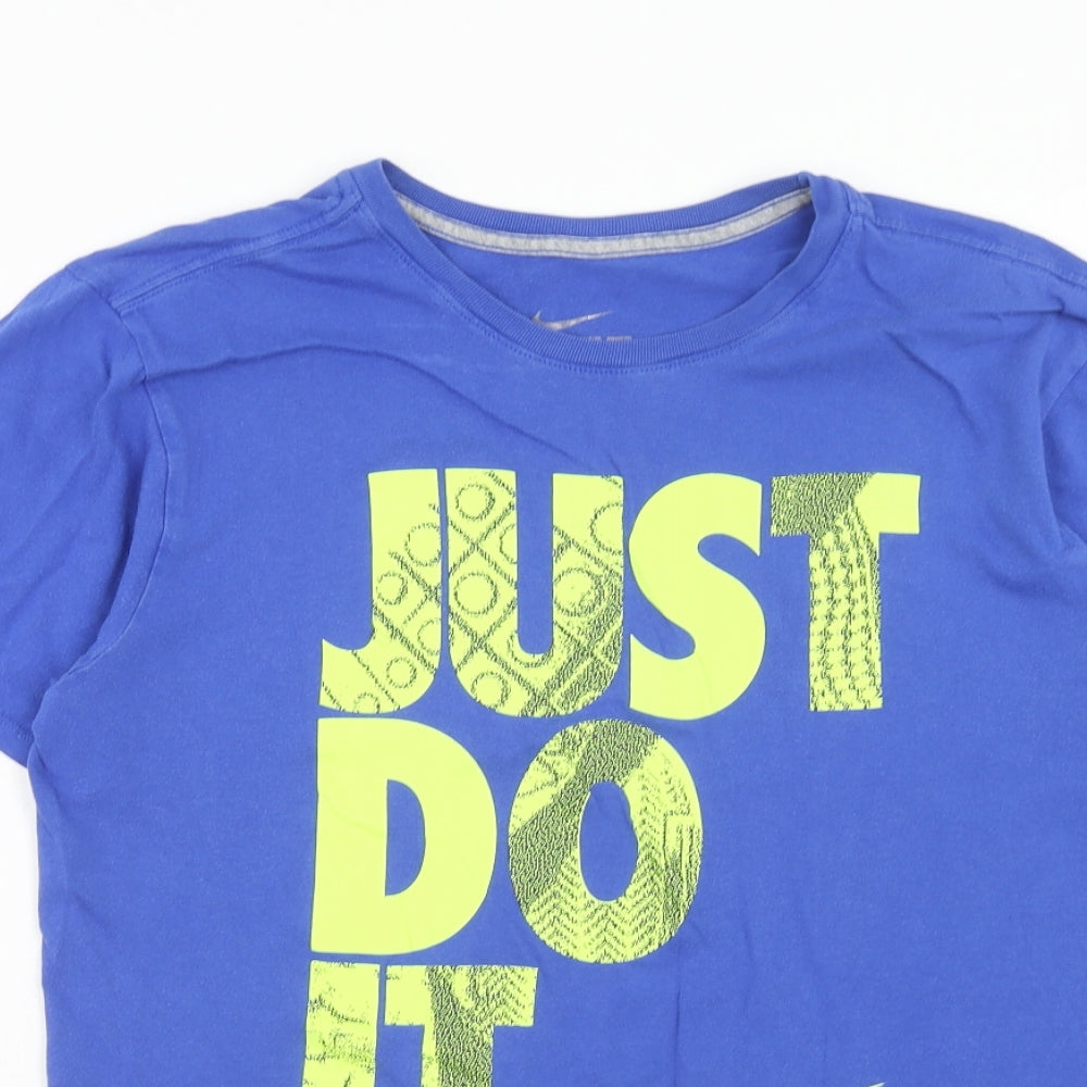 Nike Mens Blue Cotton T-Shirt Size M Round Neck - Just Do It