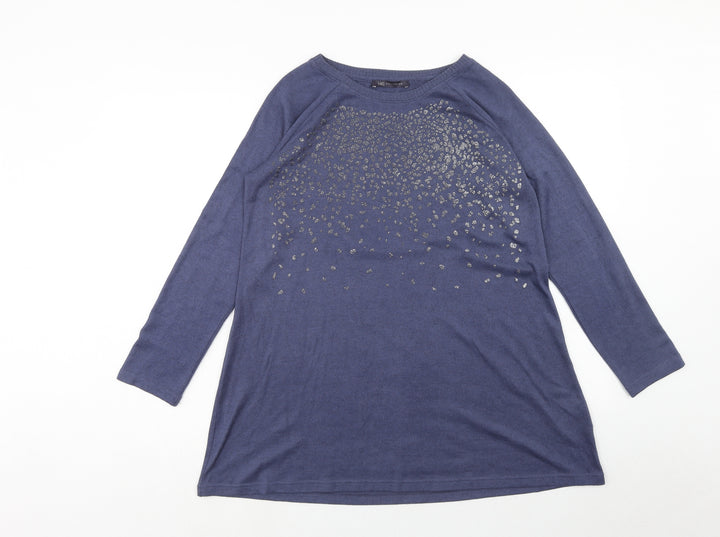 Marks and Spencer Womens Purple Boat Neck Polyester Pullover Jumper Size 14