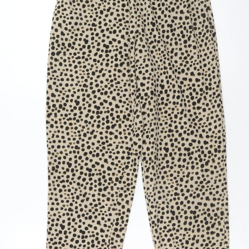Monki Womens Brown Animal Print Polyester Trousers Size 26 in Regular - Cheetah Print