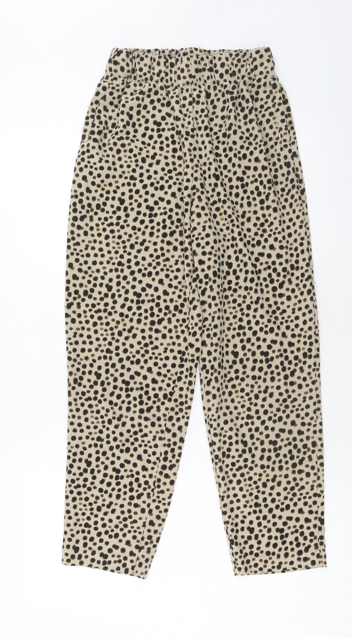 Monki Womens Brown Animal Print Polyester Trousers Size 26 in Regular - Cheetah Print