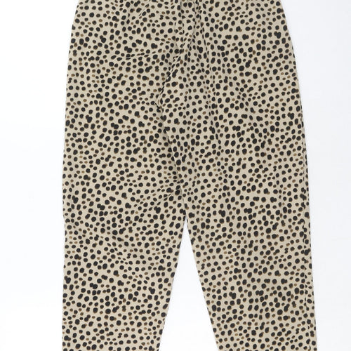 Monki Womens Brown Animal Print Polyester Trousers Size 26 in Regular - Cheetah Print