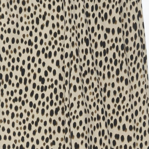 Monki Womens Brown Animal Print Polyester Trousers Size 26 in Regular - Cheetah Print