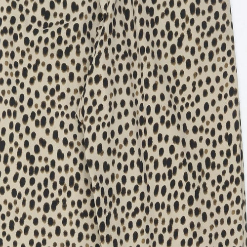 Monki Womens Brown Animal Print Polyester Trousers Size 26 in Regular - Cheetah Print