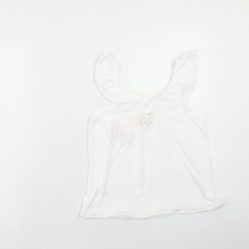 Oasis Girls White Cotton Basic Blouse Size 12 Years Round Neck Pullover