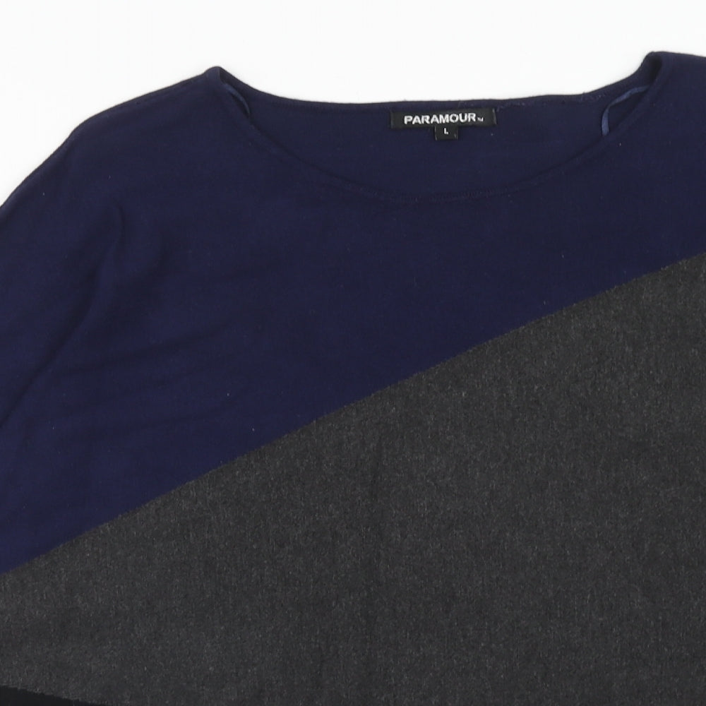 Paramour Womens Multicoloured Boat Neck Geometric Viscose Pullover Jumper Size L
