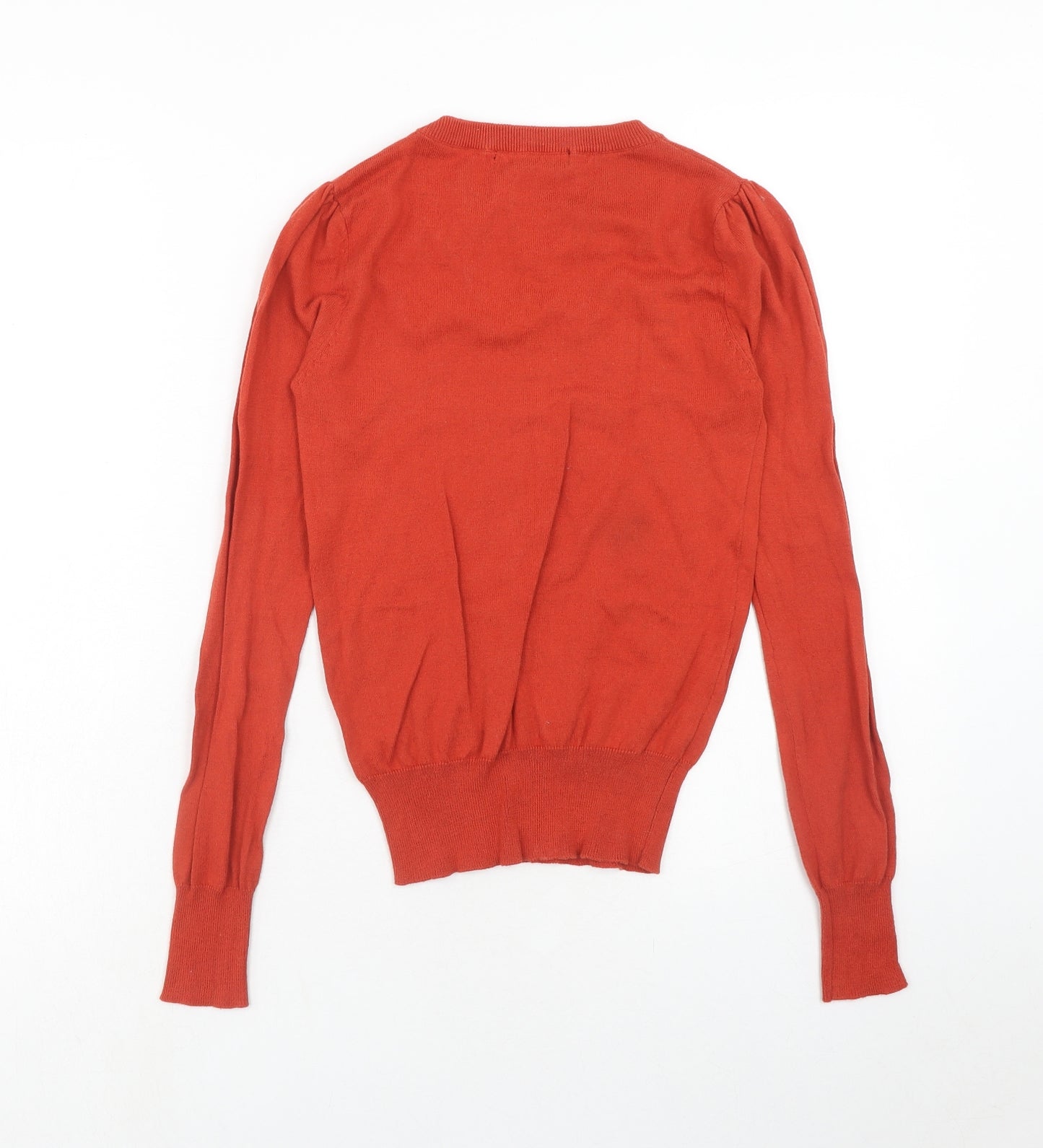 International Womens Red Boat Neck Cotton Pullover Jumper Size 6 - Pom Pom Detail
