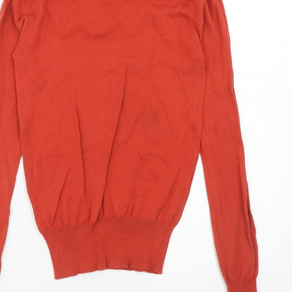 International Womens Red Boat Neck Cotton Pullover Jumper Size 6 - Pom Pom Detail