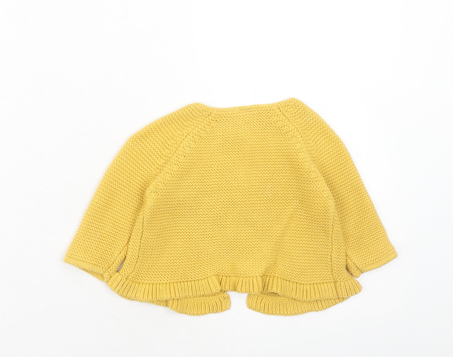 NEXT Girls Yellow Cotton Cardigan Jumper Size 3-6 Months Button