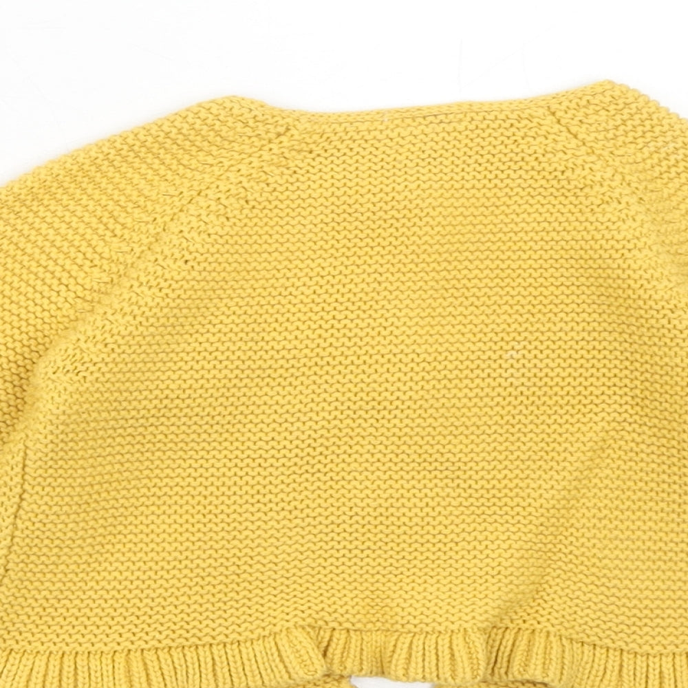NEXT Girls Yellow Cotton Cardigan Jumper Size 3-6 Months Button