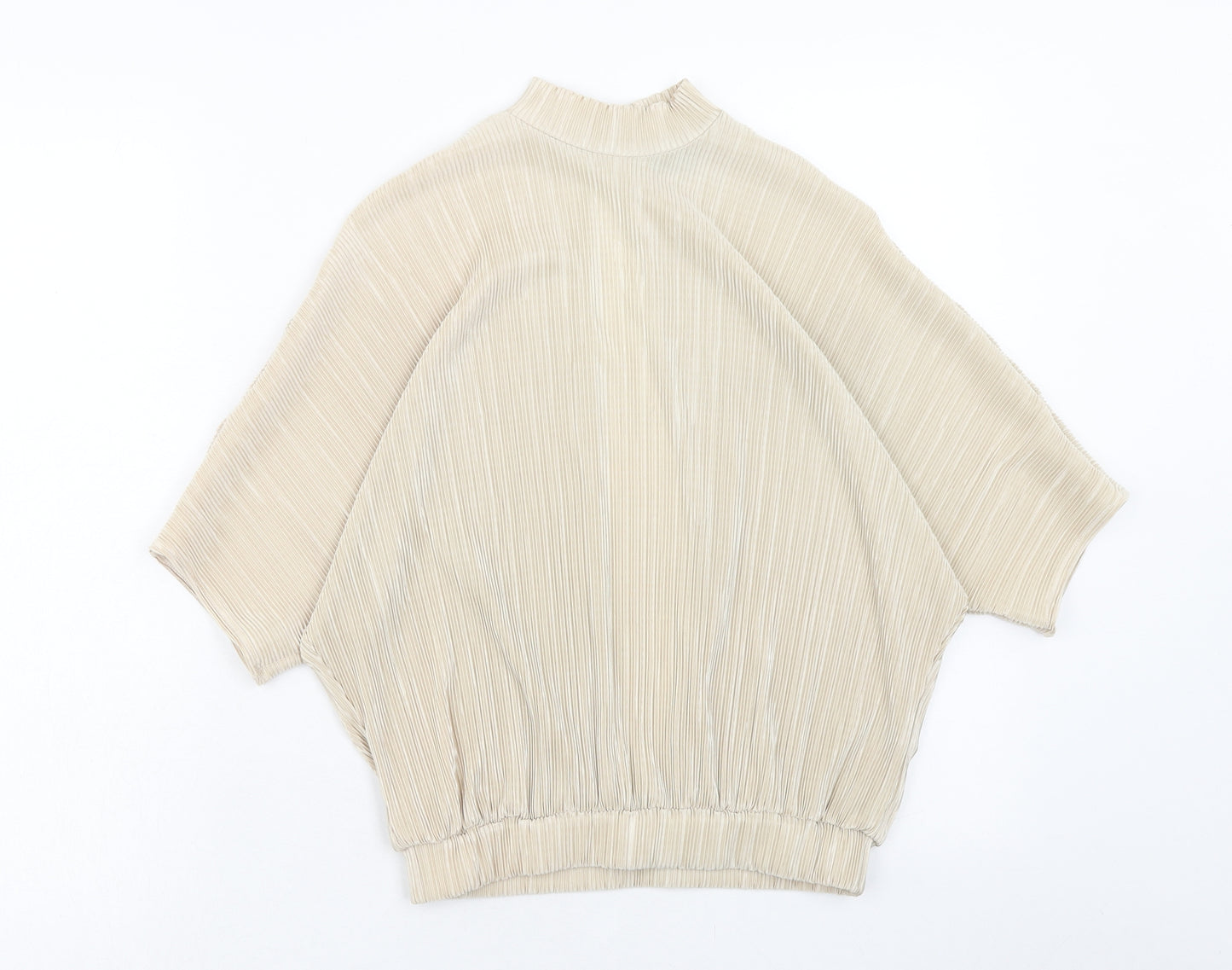 Topshop Womens Brown Polyester Basic Blouse Size 6 Mock Neck - Open Back