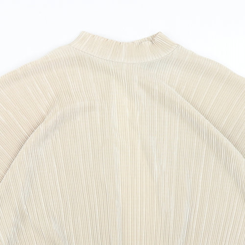 Topshop Womens Brown Polyester Basic Blouse Size 6 Mock Neck - Open Back