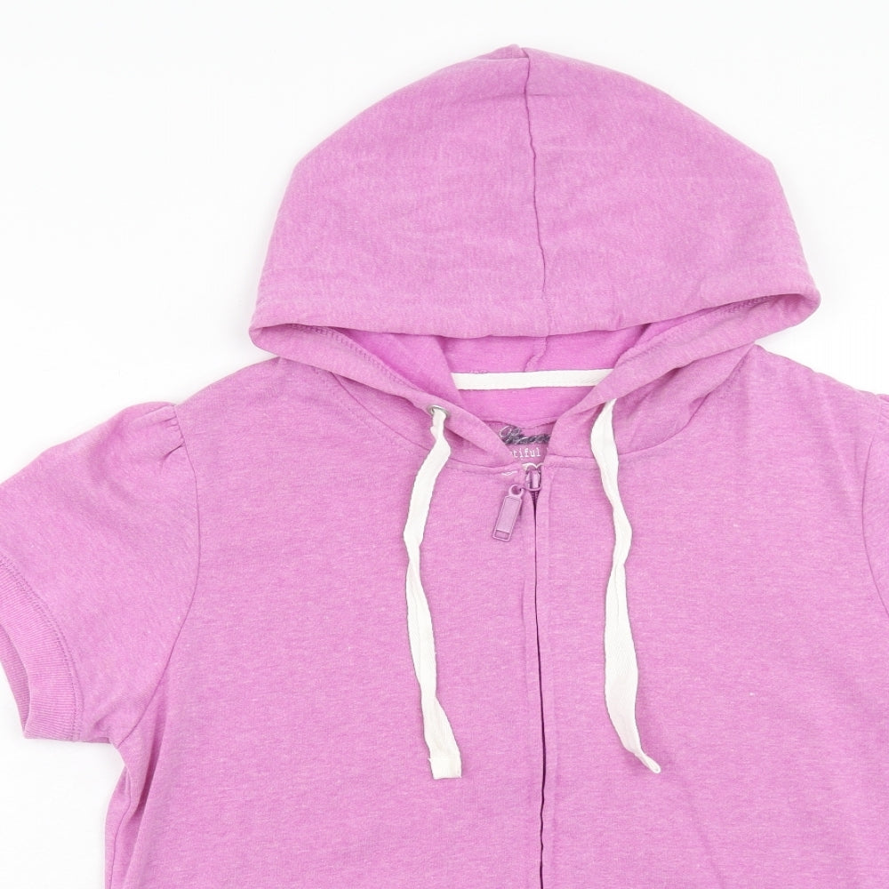 Peacocks Womens Purple Cotton Full Zip Hoodie Size 14 Zip