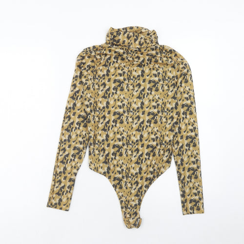 Primark Womens Brown Animal Print Polyester Bodysuit One-Piece Size XS Snap - Size 6-8 Leopard Print